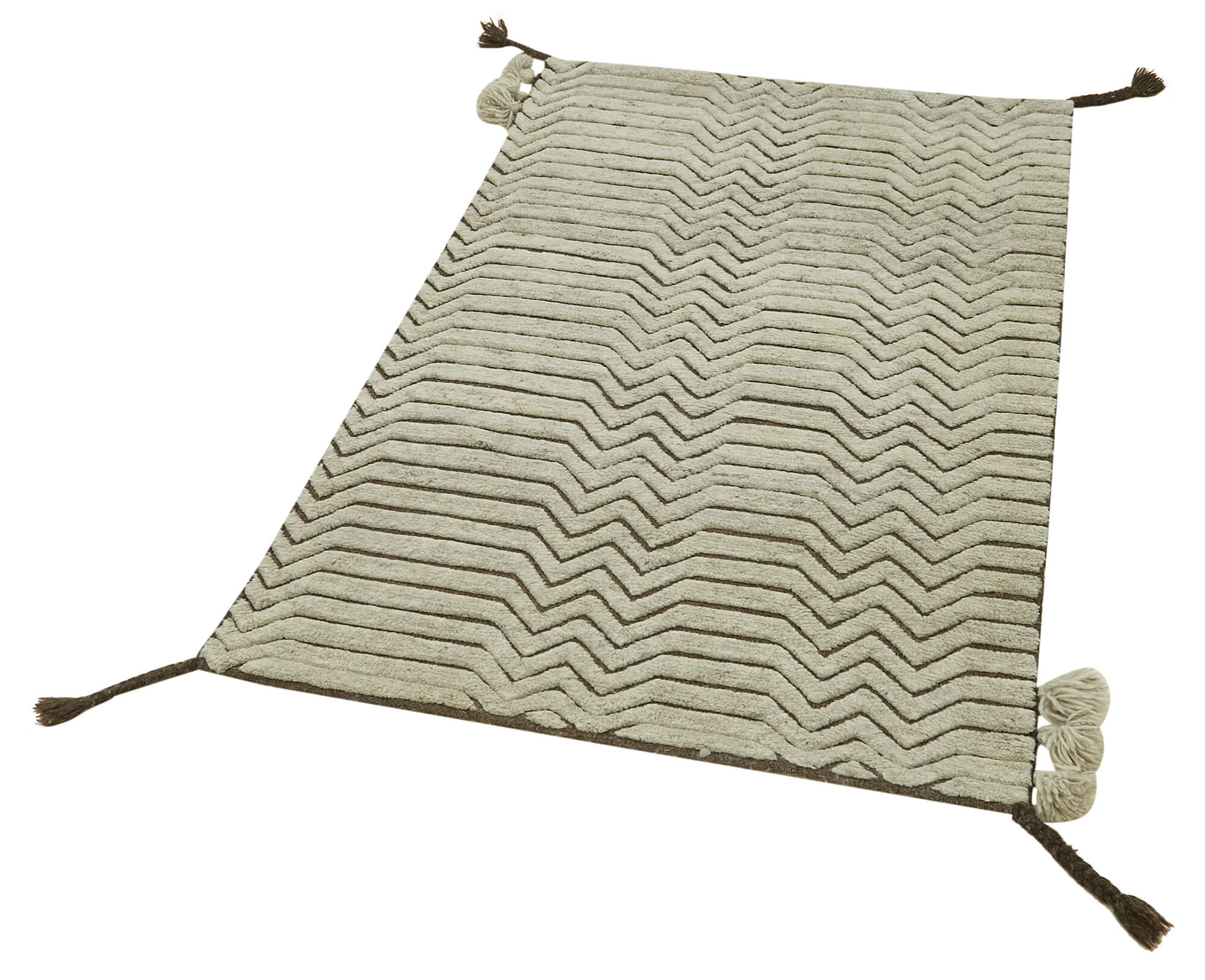 Handmade Area Rug – Beige Geometric Cotton Wool Turkish Wool Rug 3'0''x4'10''