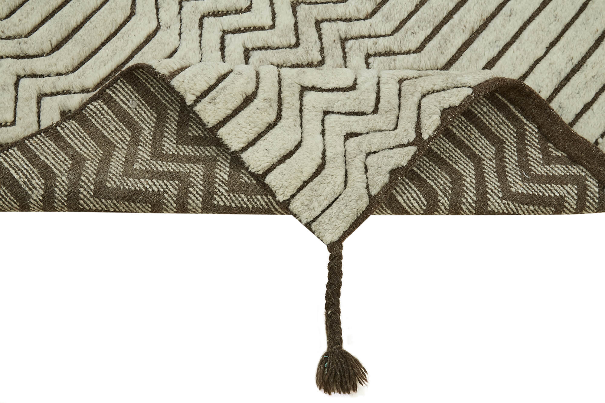 Handmade Area Rug – Beige Geometric Cotton Wool Turkish Wool Rug 3'0''x4'10''