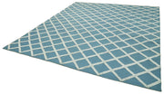 Handmade Wool Cotton Rug – Blue Geometric Area Rug | Durable Cotton Weave, Soft Wool Carpet