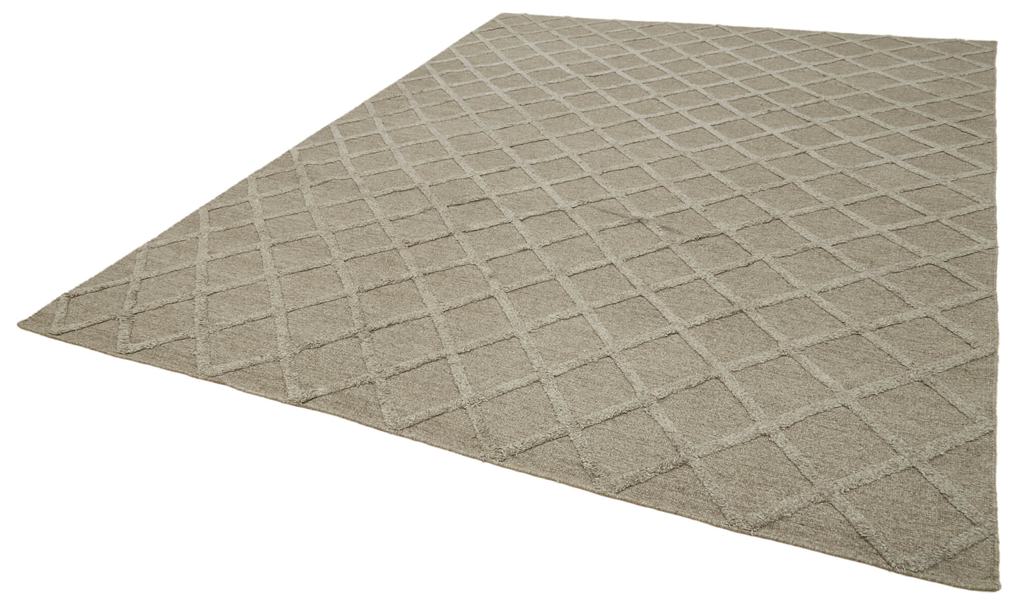 Handmade Wool Cotton Rug – Brown Geometric Area Rug | Turkish Hand Knotted, Durable Cotton Wool