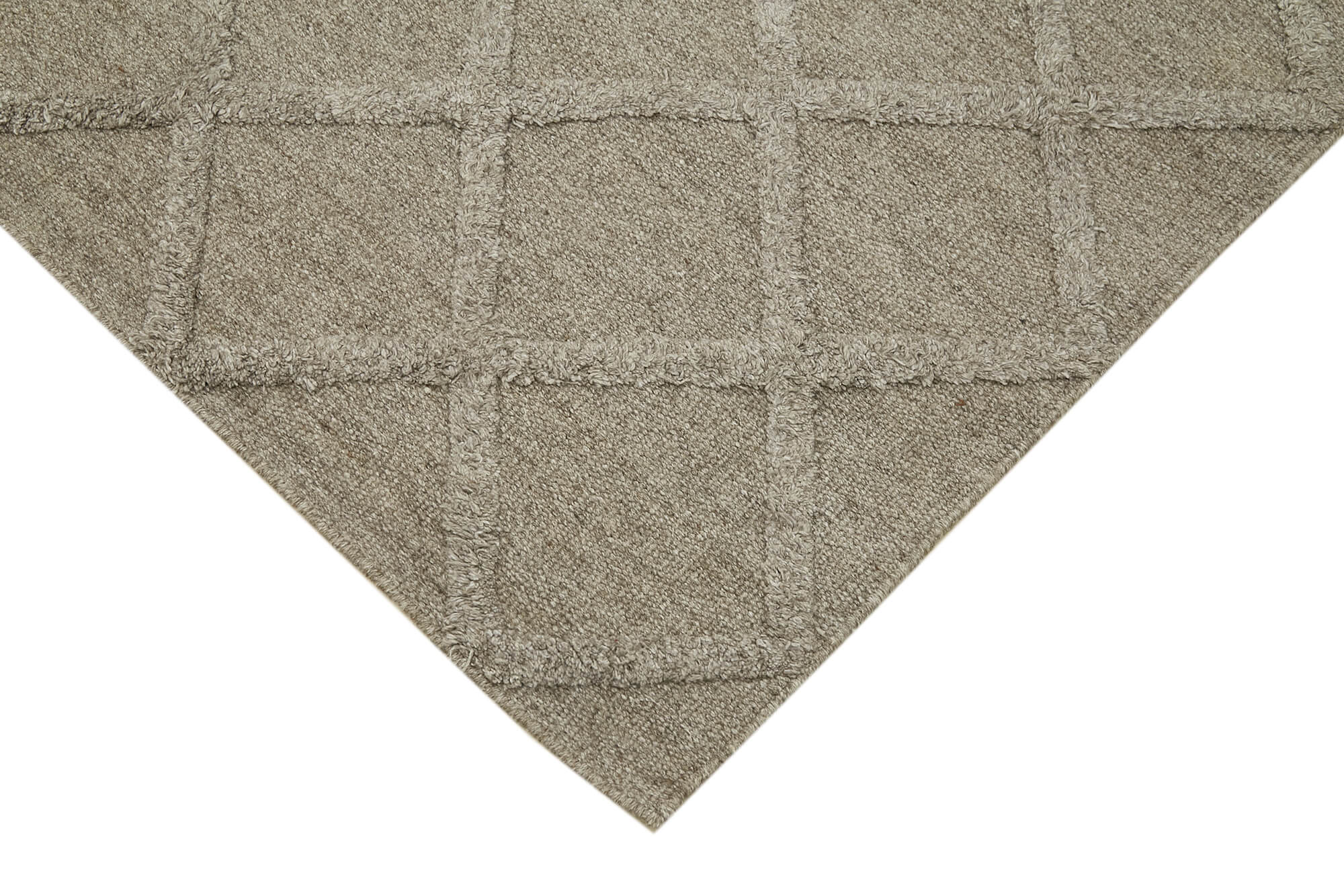 Handmade Wool Cotton Rug – Brown Geometric Area Rug | Turkish Hand Knotted, Durable Cotton Wool