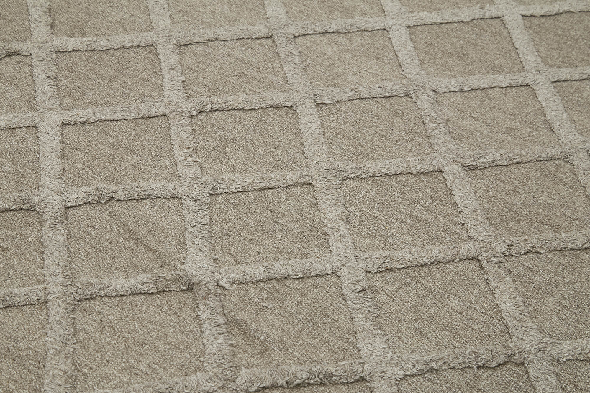 Handmade Wool Cotton Rug – Brown Geometric Area Rug | Turkish Hand Knotted, Durable Cotton Wool