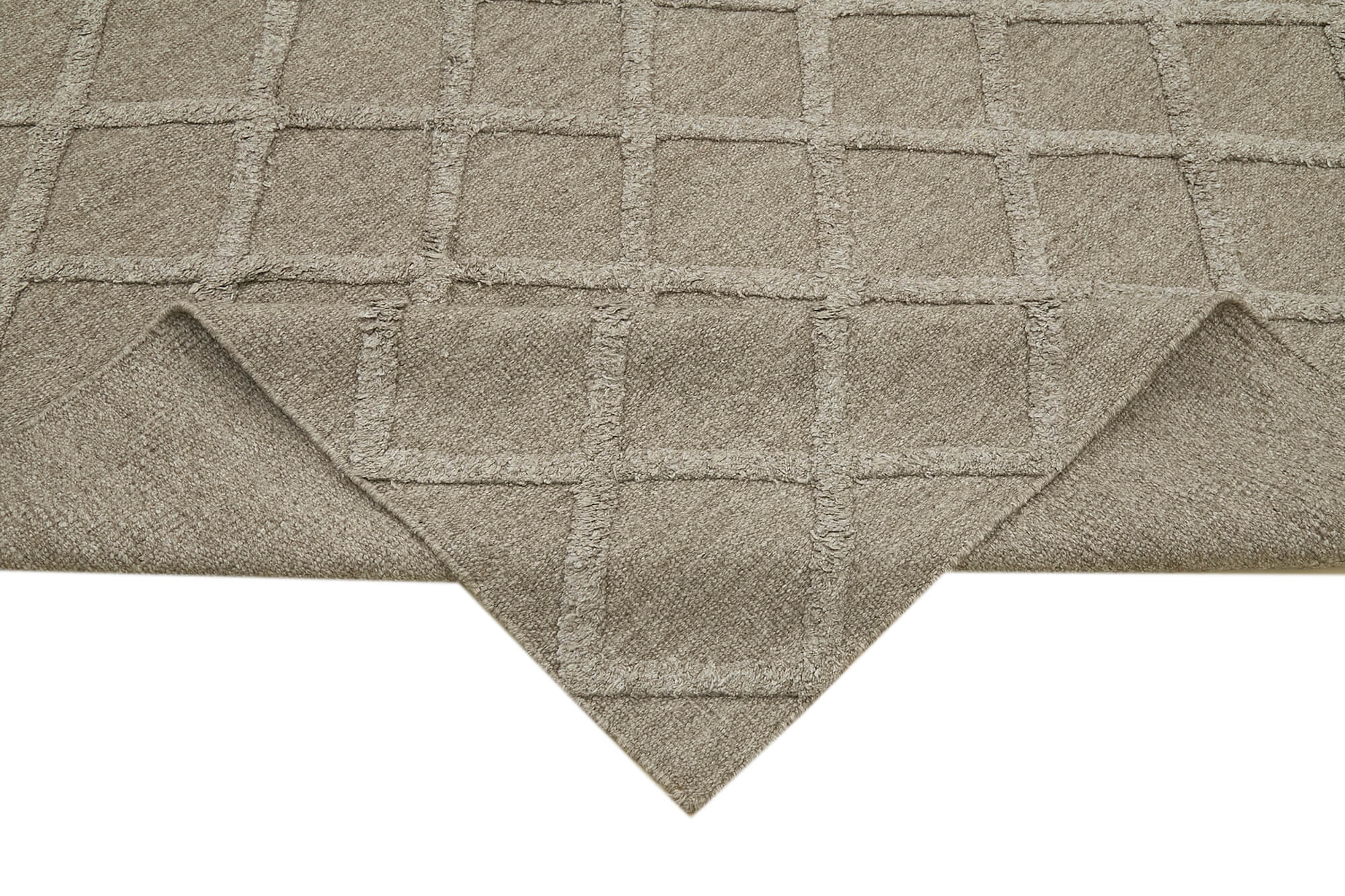 Handmade Wool Cotton Rug – Brown Geometric Area Rug | Turkish Hand Knotted, Durable Cotton Wool