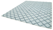 Handmade Wool Cotton Rug - Blue Geometric Area Rug 9x12 Feet Durable Floor Covering