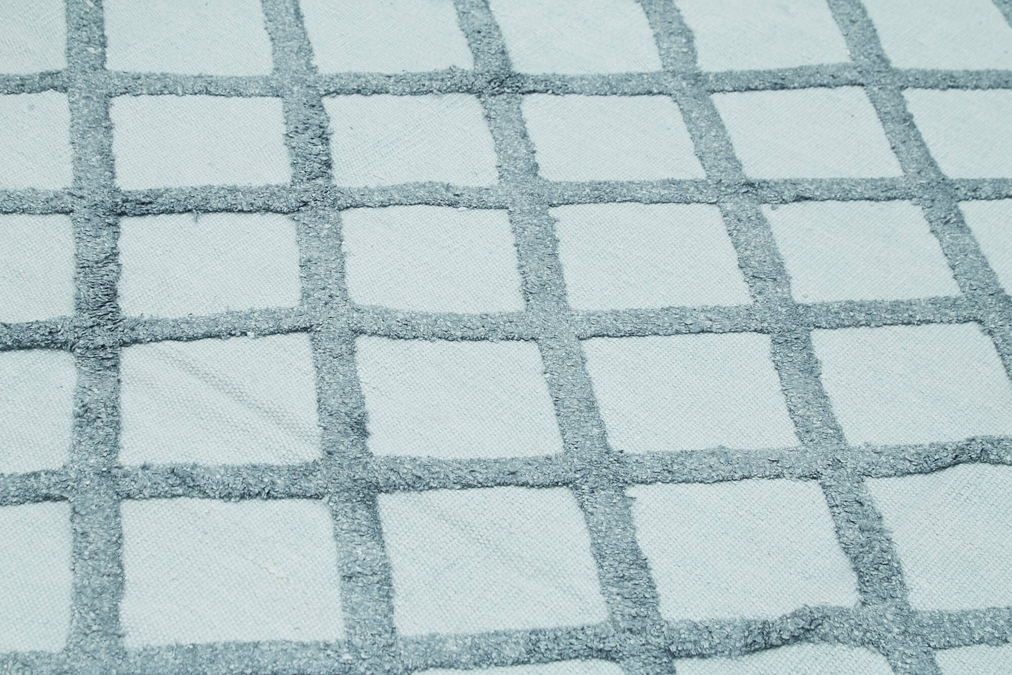 Handmade Wool Cotton Rug - Blue Geometric Area Rug 9x12 Feet Durable Floor Covering