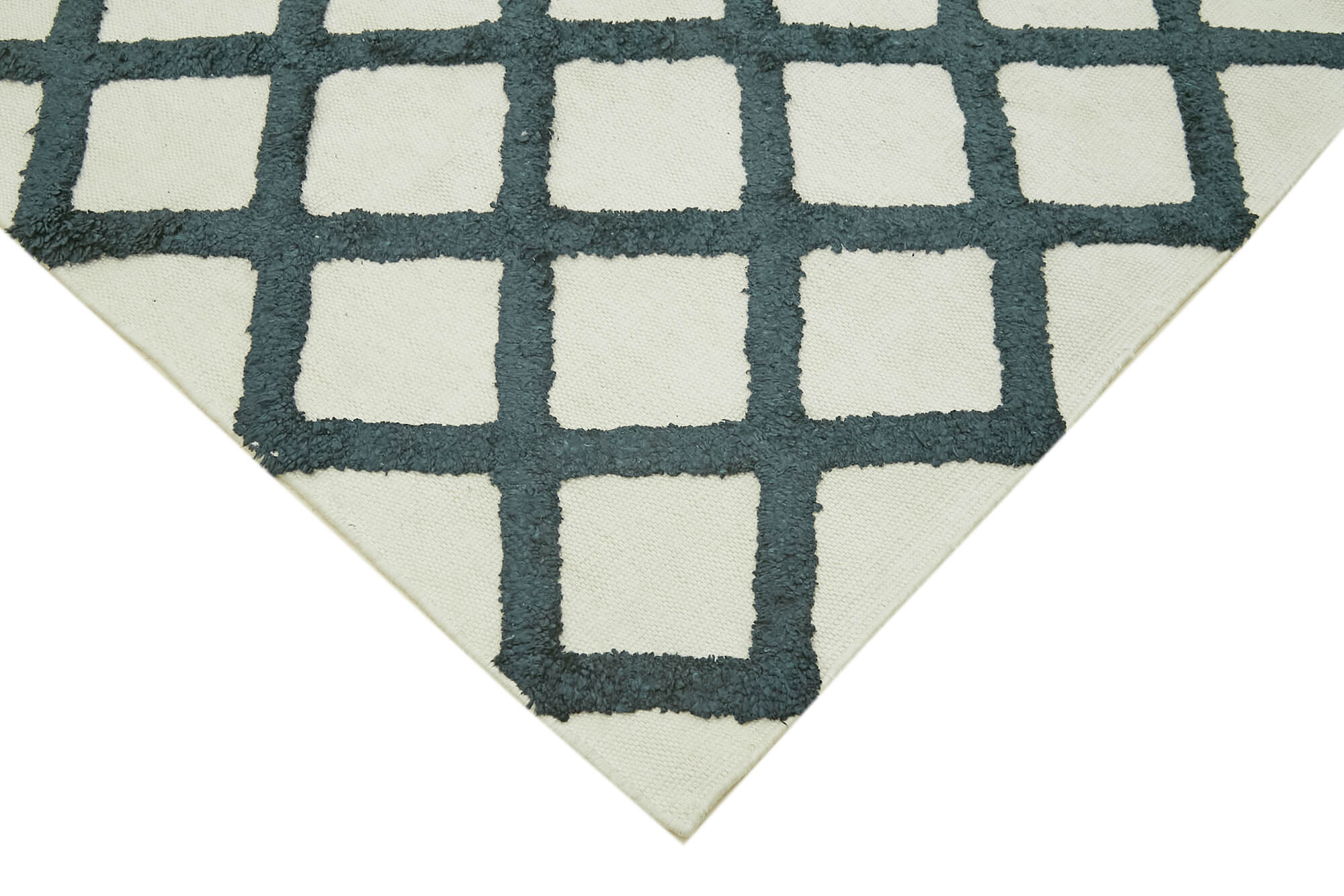Handmade Wool Cotton Rug | Turkish Hand Knotted Beige Geometric Area Rug 9x12