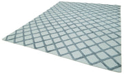 Handmade Wool Cotton Rug – Blue Geometric Area Rug | Durable Living Room Carpet