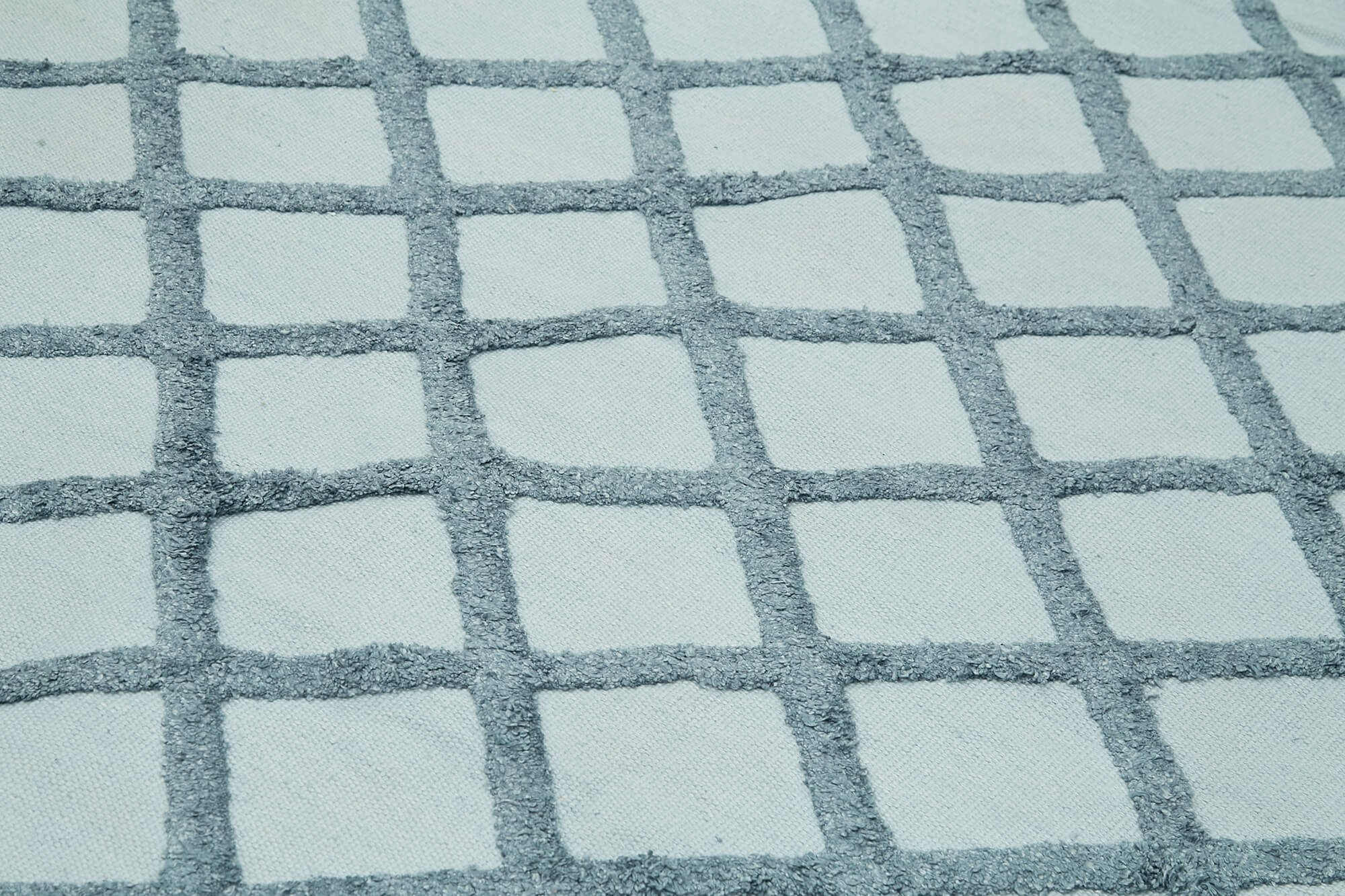 Handmade Wool Cotton Rug – Blue Geometric Area Rug | Durable Living Room Carpet