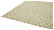 Handmade Wool Cotton Rug – Beige Geometric Area Rug 9x12, Soft Durable Carpet