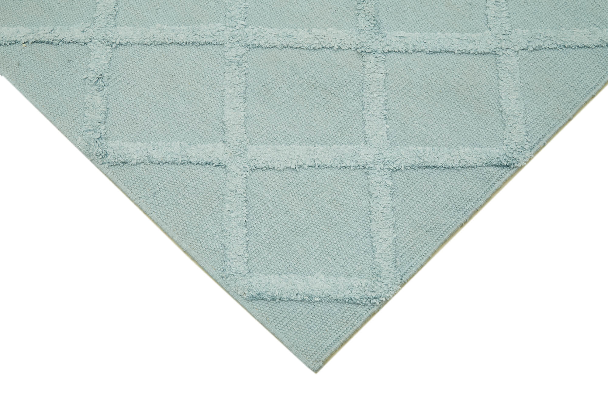 Handmade Wool Cotton Rug - Blue Geometric Area Rug 8'7'' x 10'0'' for Living Room
