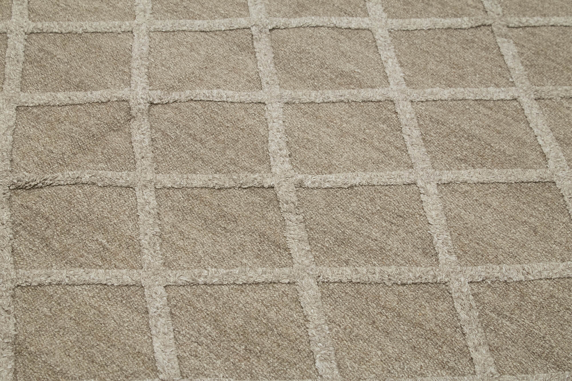 Handmade Wool Cotton Rug - Brown Geometric Design Carpet, 8'x10' Area Rug