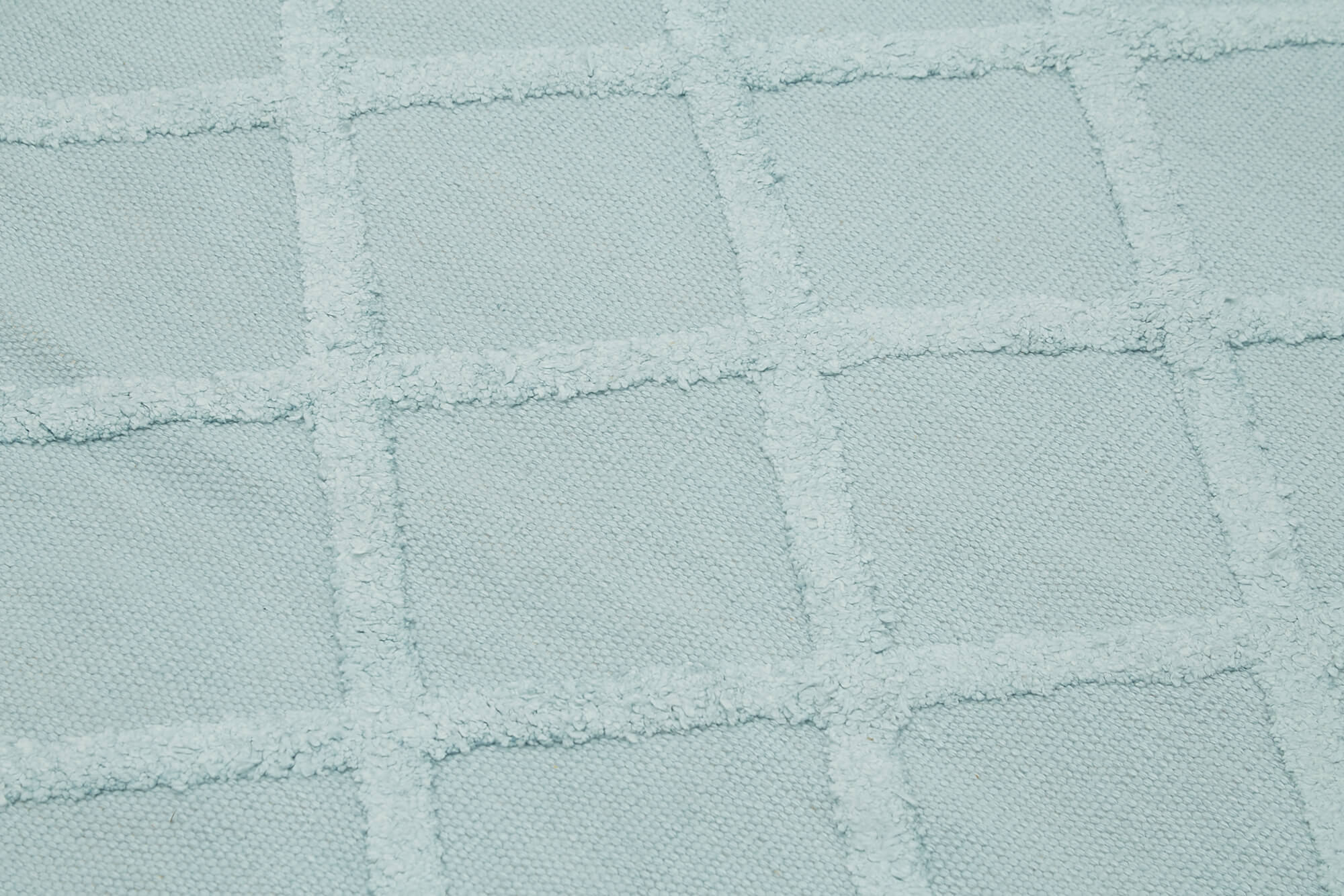Handmade Wool Cotton Rug - Blue Geometric Area Rug, Soft Durable Bohemian Style