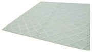 Handmade Wool Cotton Rug – Blue Geometric Area Rug 8'x10' Durable Woven Carpet