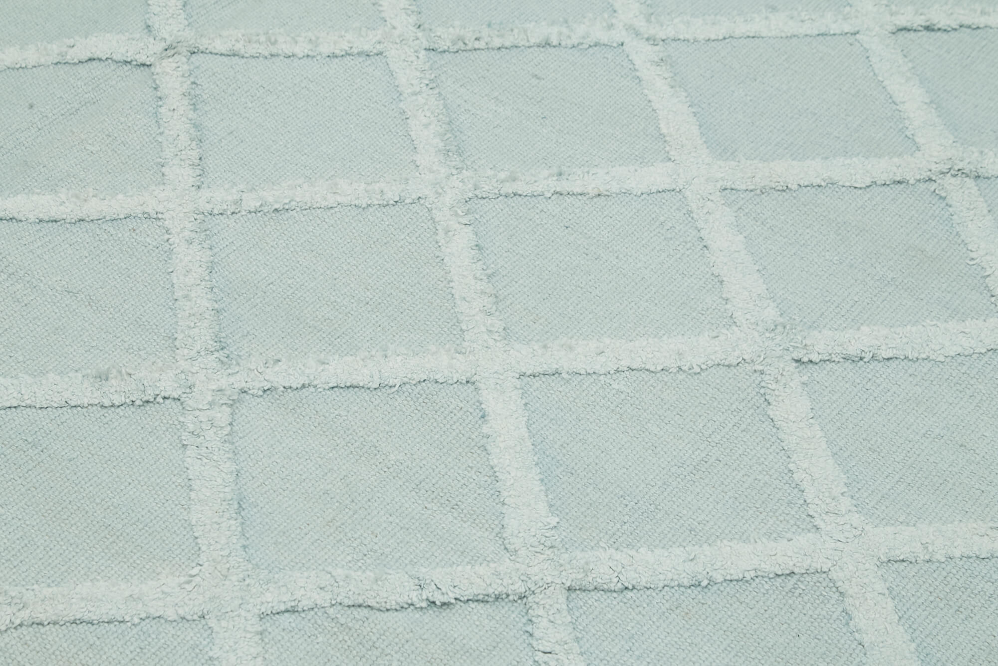 Handmade Wool Cotton Rug – Blue Geometric Area Rug 8'x10' Durable Woven Carpet
