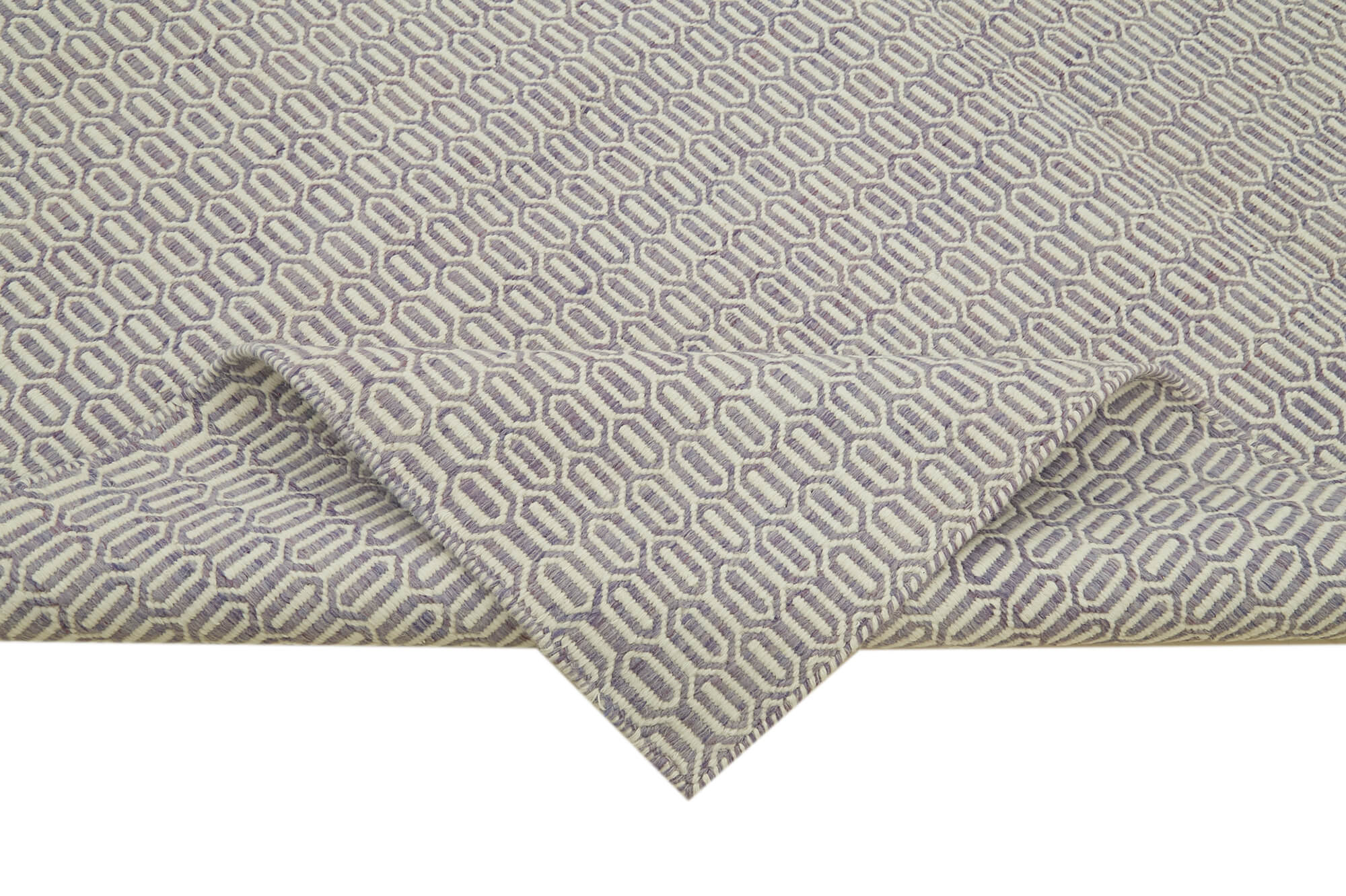 Handmade Wool Cotton Rug - Purple Geometric Area Rug | Vintage Handwoven Carpet 8'1" x 10'0"