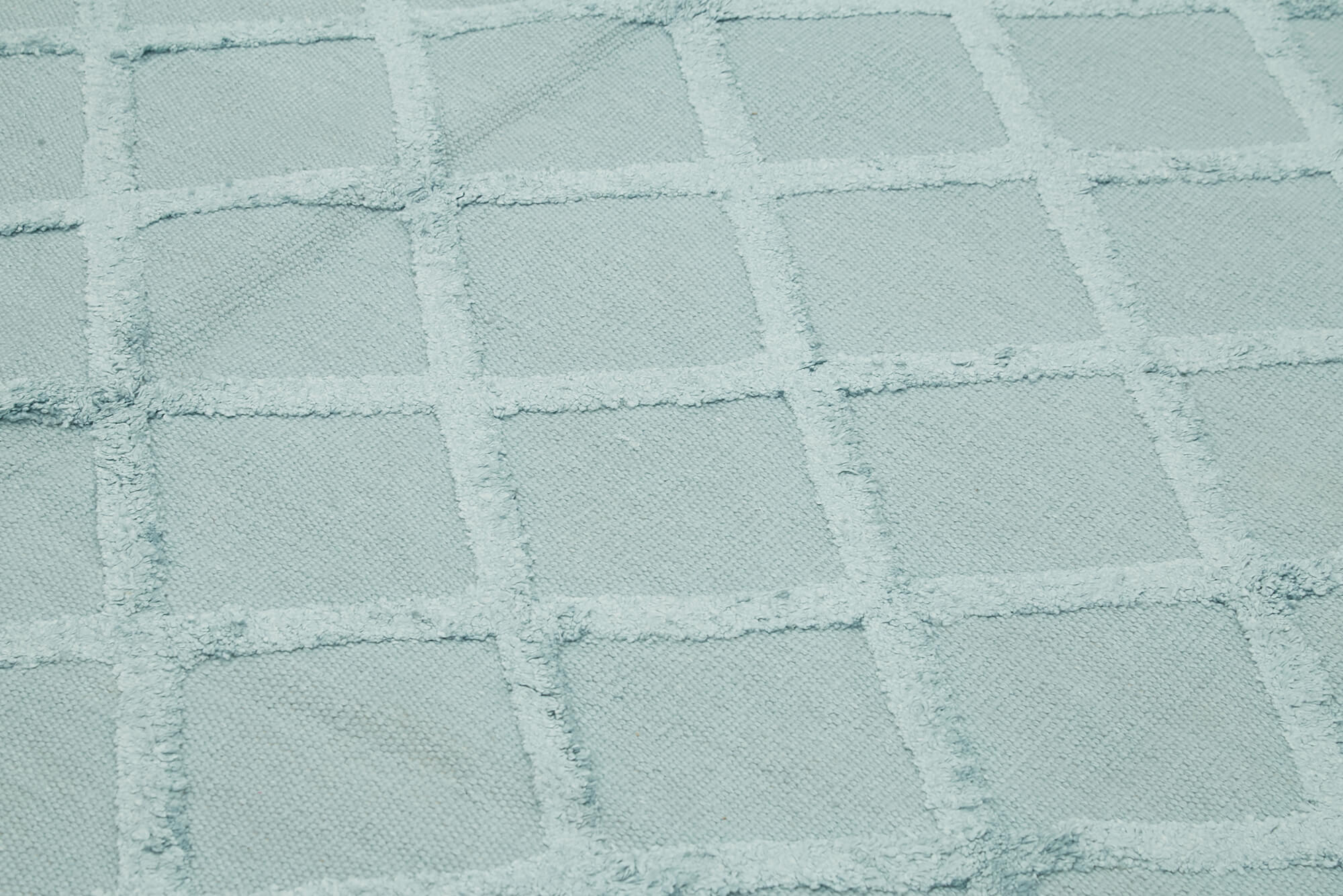 Handmade Wool Cotton Rug - Blue Geometric Area Rug | Vintage Hand Knotted Carpet