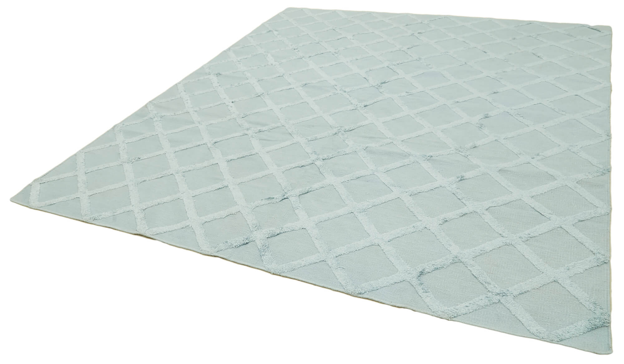 Handmade Wool Cotton Rug - Blue Geometric Area Rug 8'1'' x 10'0'' by Agacan