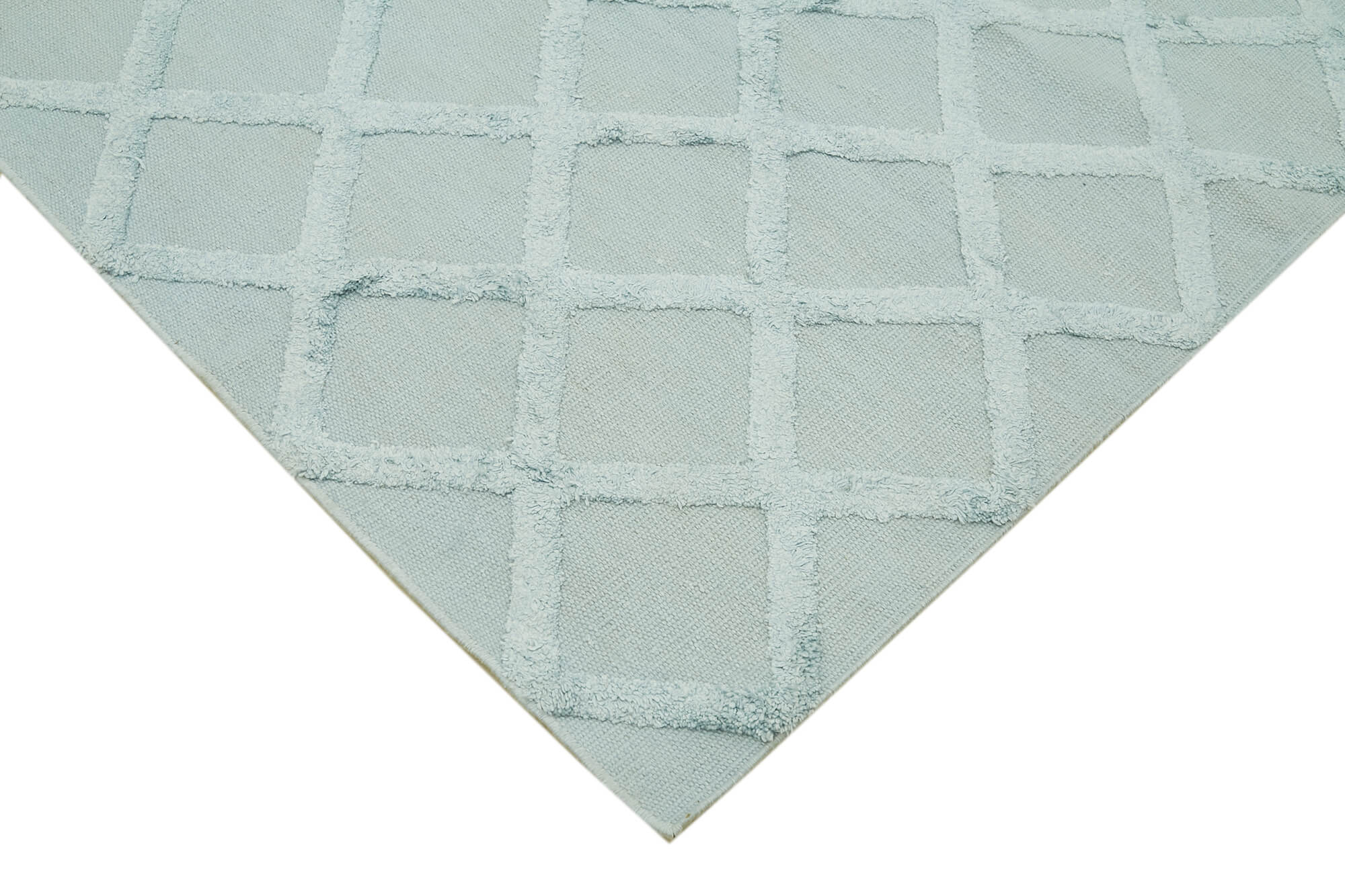 Handmade Wool Cotton Rug - Blue Geometric Area Rug 8'1'' x 10'0'' by Agacan