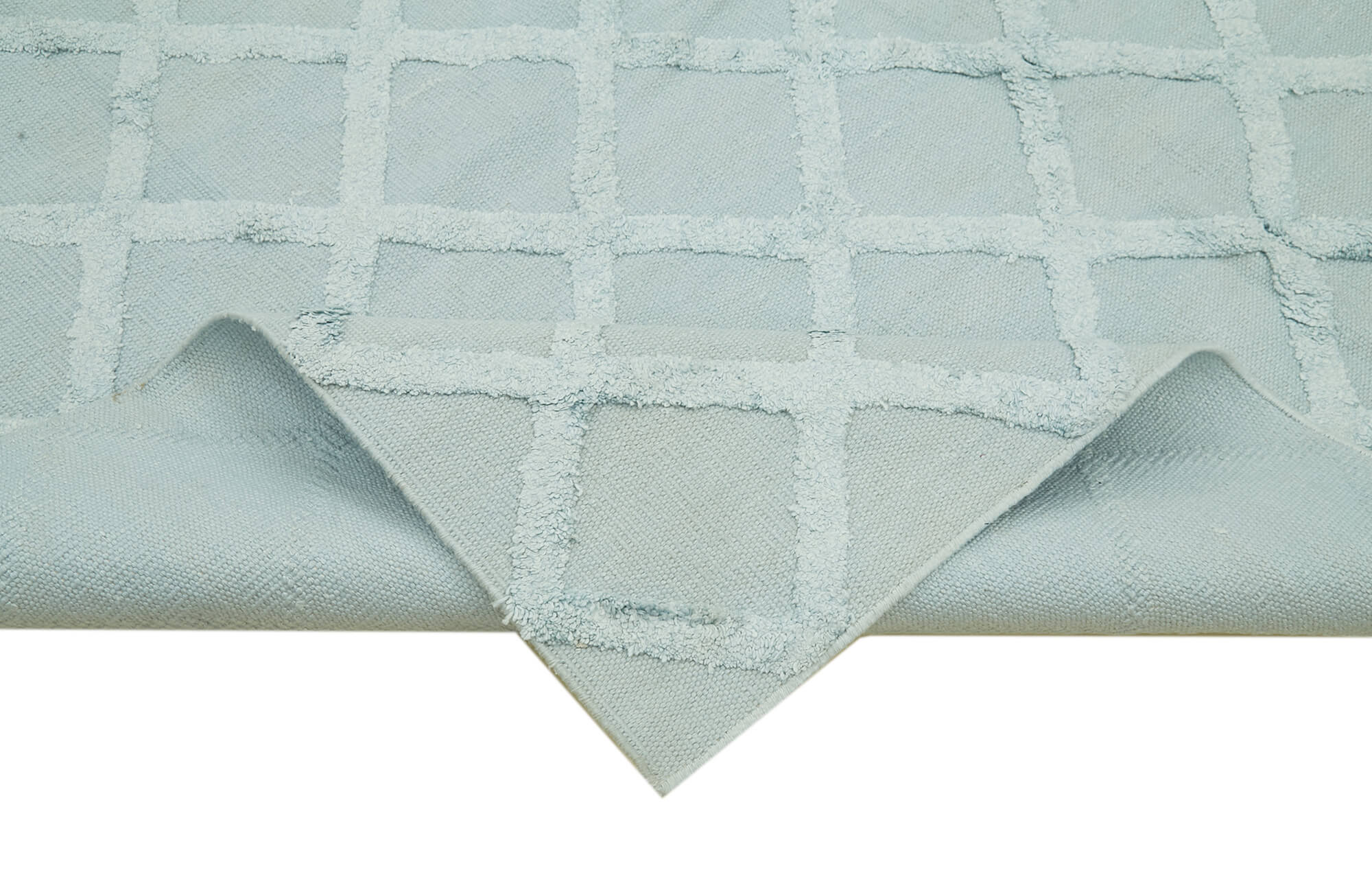 Handmade Wool Cotton Rug - Blue Geometric Area Rug 8'1'' x 10'0'' by Agacan