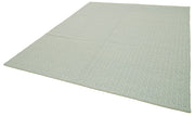 Handmade Wool Cotton Rug – Blue Geometric Area Rug 8x10, Durable Cotton Blend