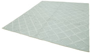 Handmade Wool Cotton Rug - Blue Vintage Carpet Geometric Area Rug for Living Room