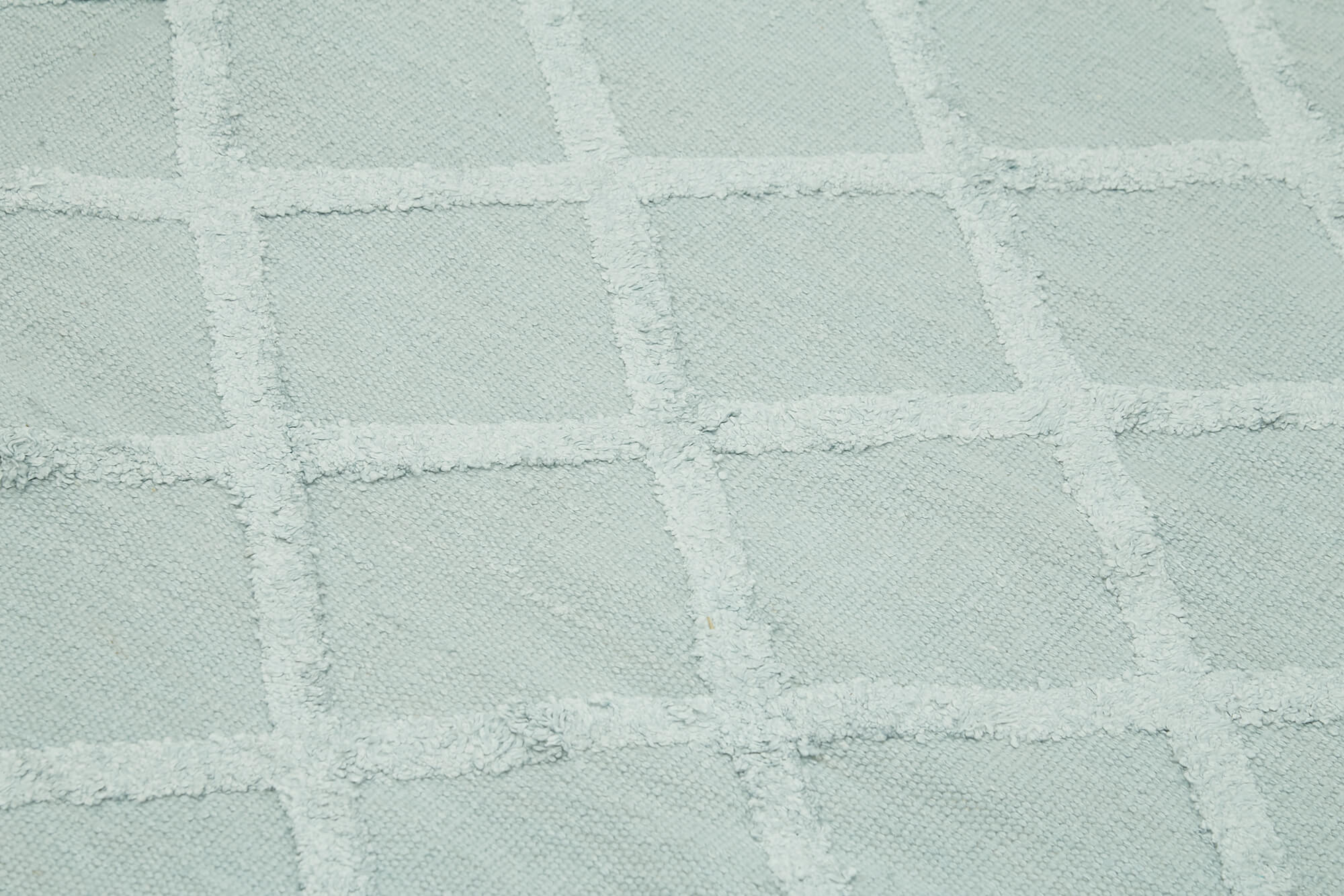 Handmade Wool Cotton Rug - Blue Vintage Carpet Geometric Area Rug for Living Room