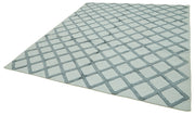Handmade Wool Cotton Rug – Blue Geometric Pattern Carpet | Durable Hand Woven Area Rug 8'1''x10'