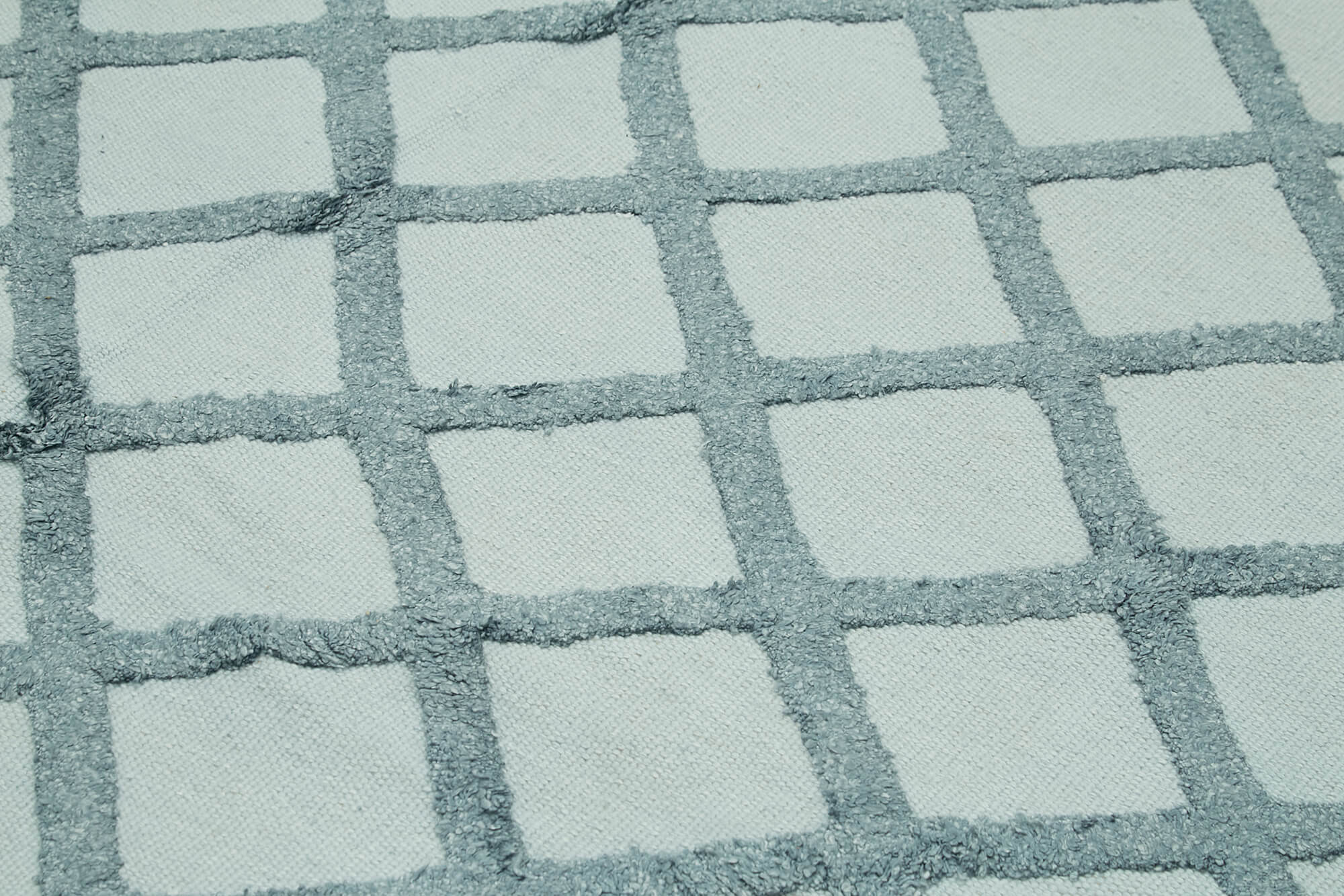 Handmade Wool Cotton Rug – Blue Geometric Pattern Carpet | Durable Hand Woven Area Rug 8'1''x10'