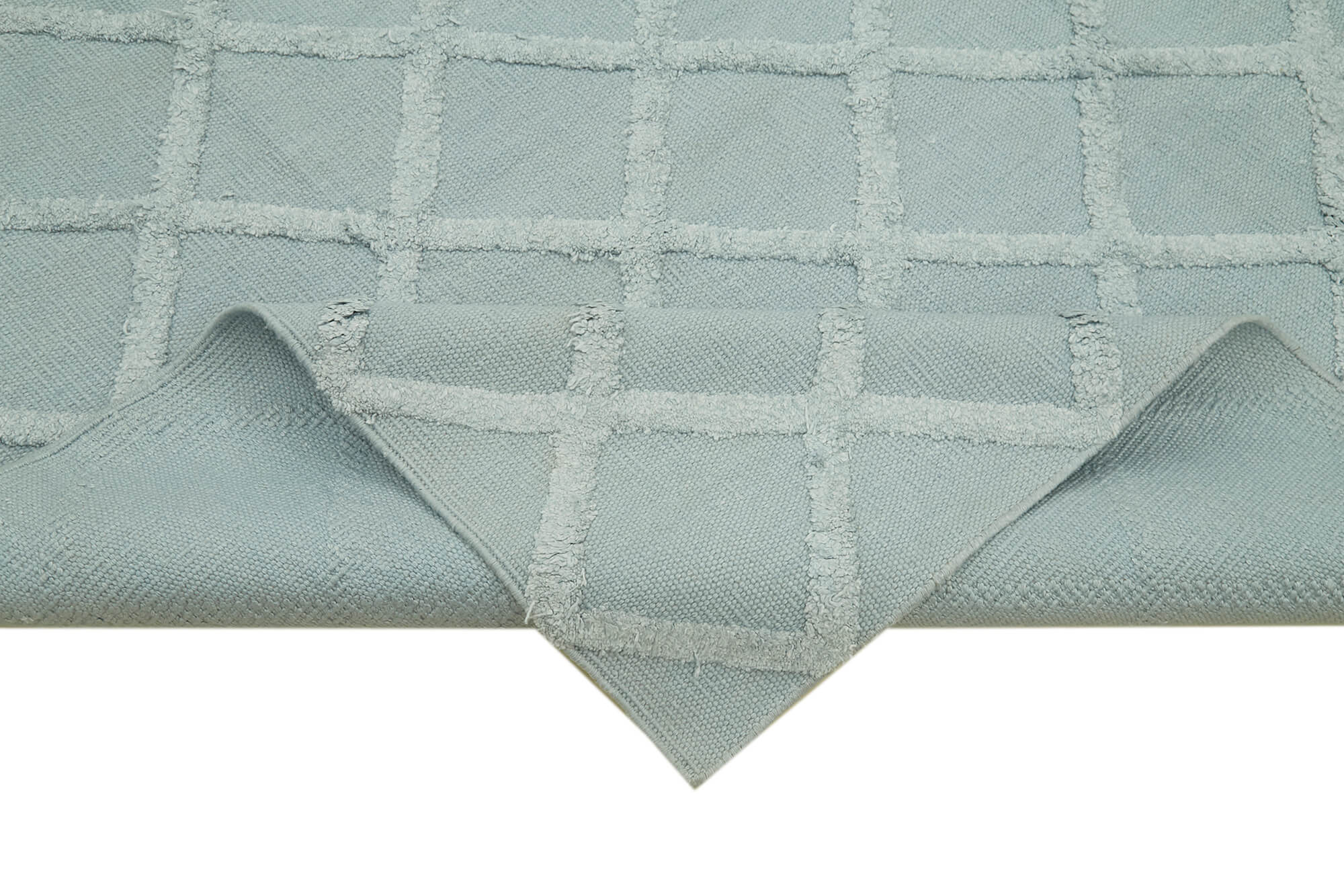 Handmade Wool Cotton Rug – Blue Geometric Area Rug 8'1'' x 10'0'' Durable Blend