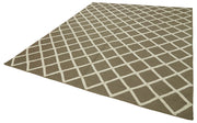 Handmade Wool Cotton Rug - Brown Geometric Area Rug | Soft Wool Floor Covering