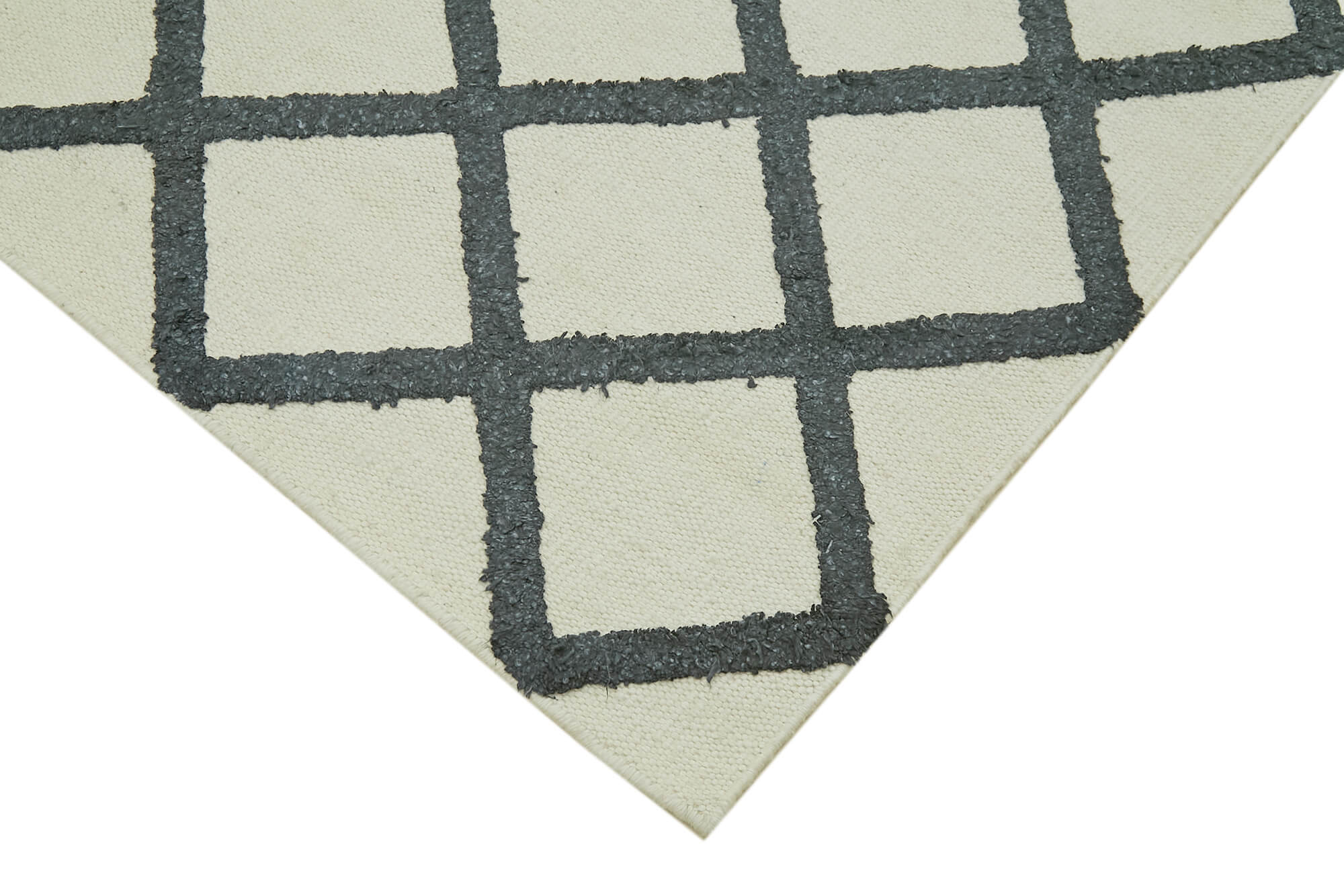 Handmade Wool Cotton Rug | Turkish Hand Knotted Rug | Vintage Handwoven Carpet Beige Geometric