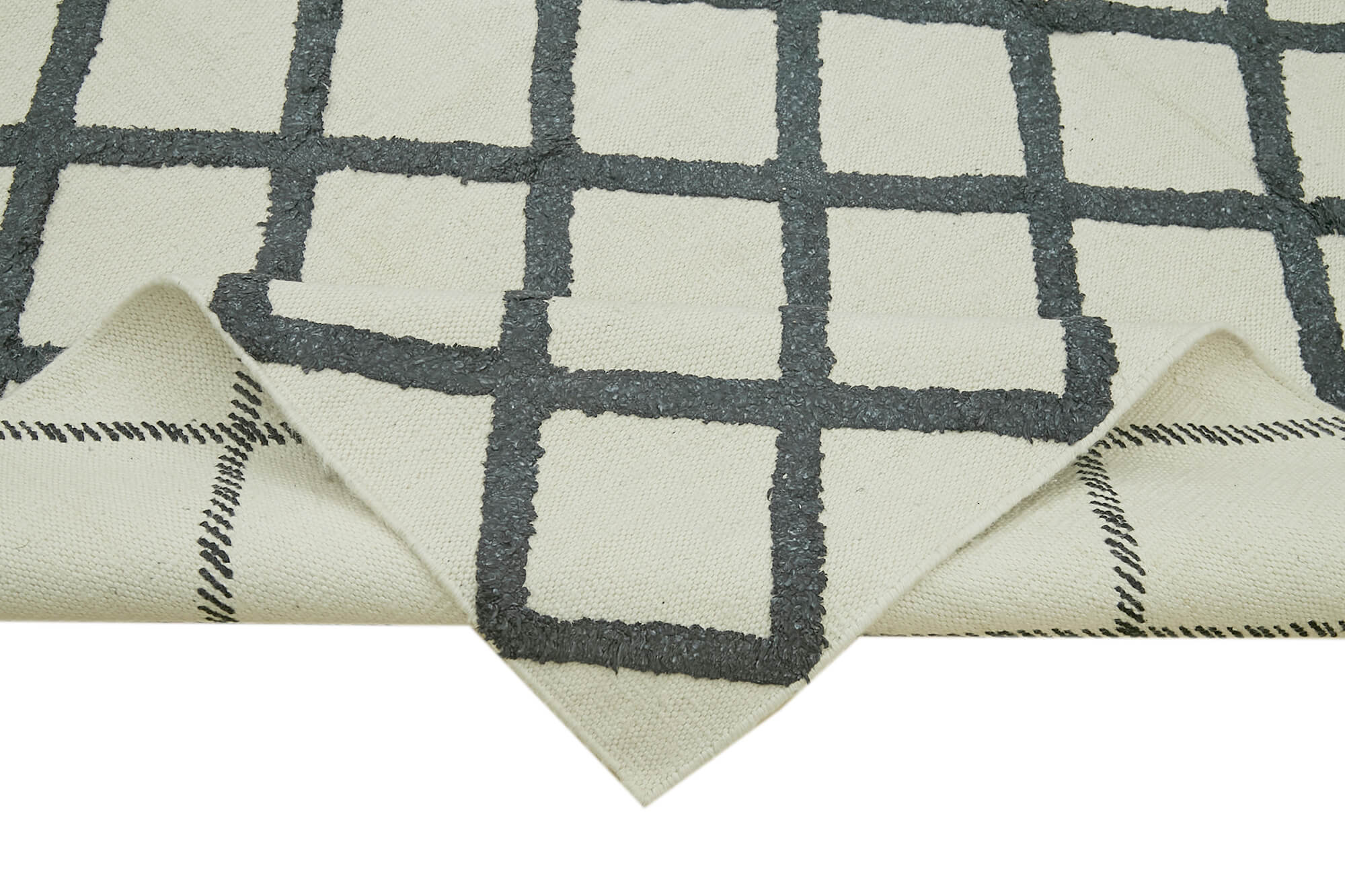 Handmade Wool Cotton Rug | Turkish Hand Knotted Rug | Vintage Handwoven Carpet Beige Geometric