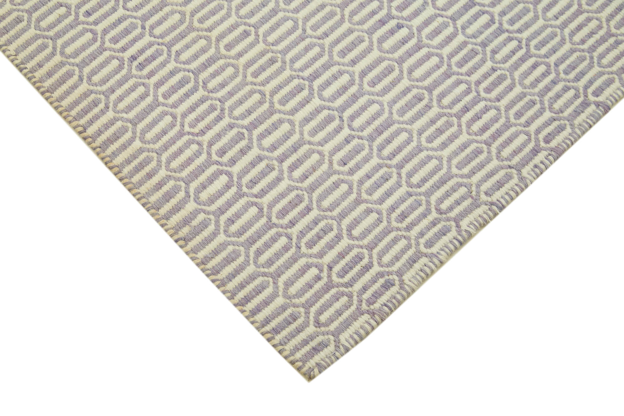 Handmade Wool Cotton Rug – Purple Geometric Area Rug | Soft Durable Carpet