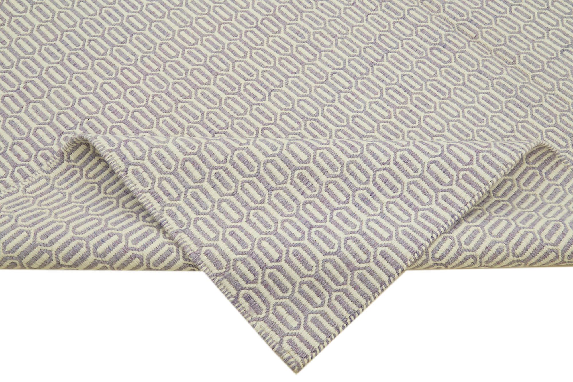 Handmade Wool Cotton Rug – Purple Geometric Area Rug | Soft Durable Carpet