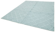 Handmade Wool Cotton Rug - Blue Geometric Area Rug | Soft Durable Carpet 8'1''x10'0''
