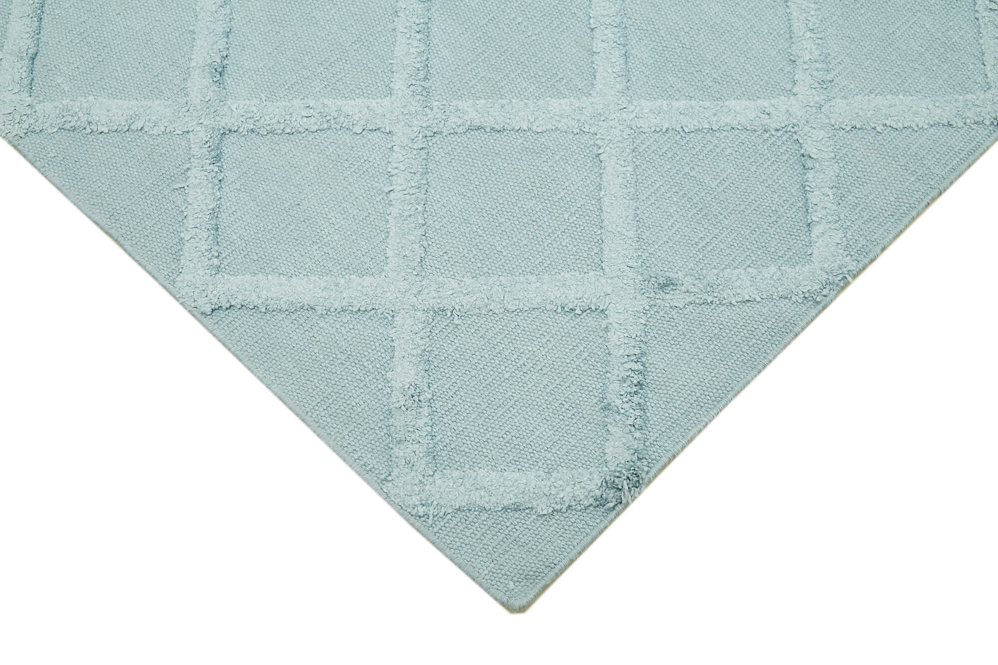 Handmade Wool Cotton Rug - Blue Geometric Area Rug | Soft Durable Carpet 8'1''x10'0''
