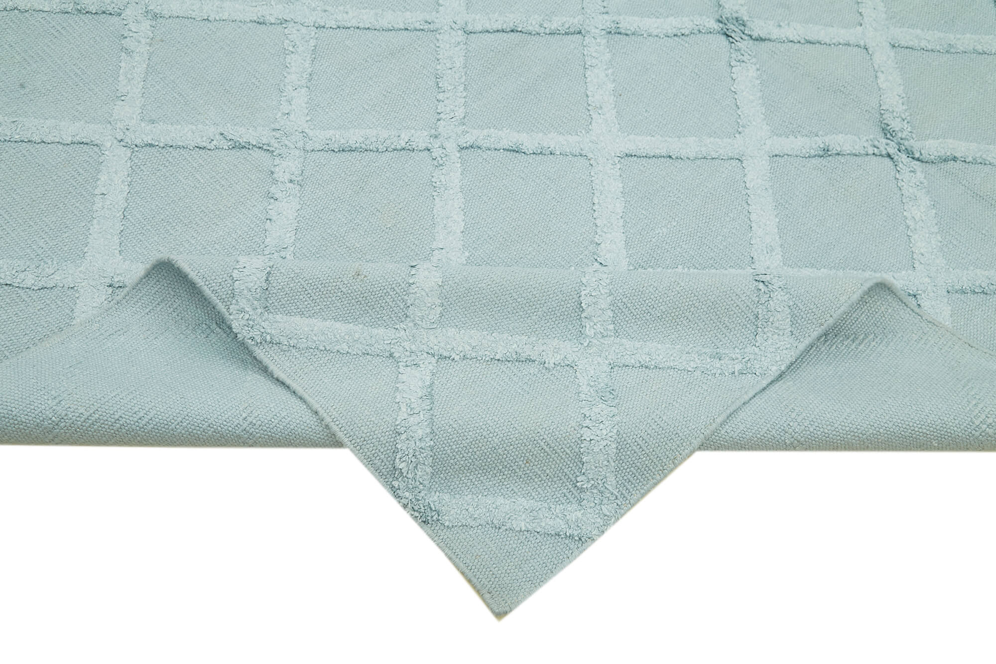 Handmade Wool Cotton Rug - Blue Geometric Area Rug | Soft Durable Carpet 8'1''x10'0''