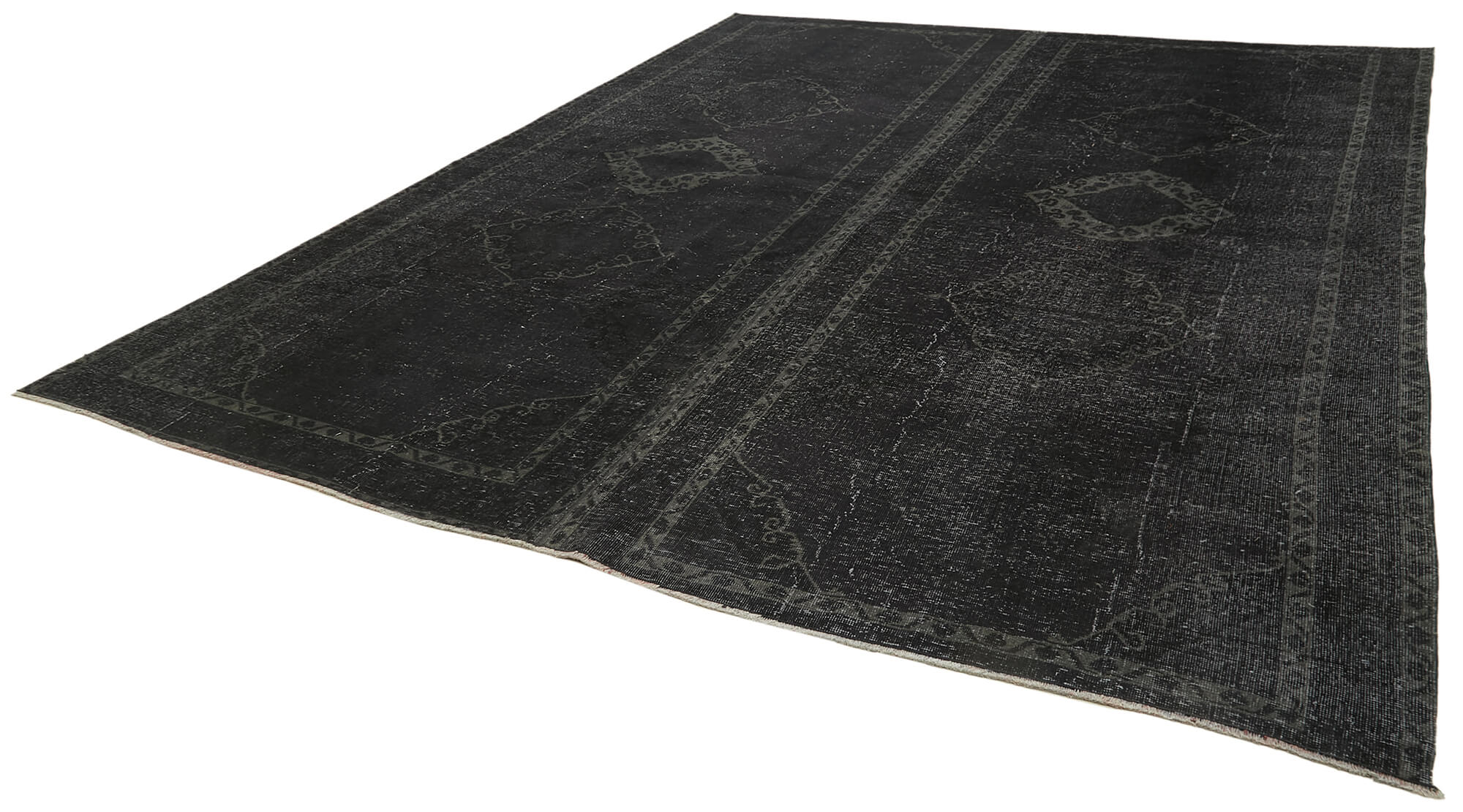 Handmade Wool Area Rug – Persian Black Cotton Vintage Hand Knotted Carpet 9'8''x12'4''