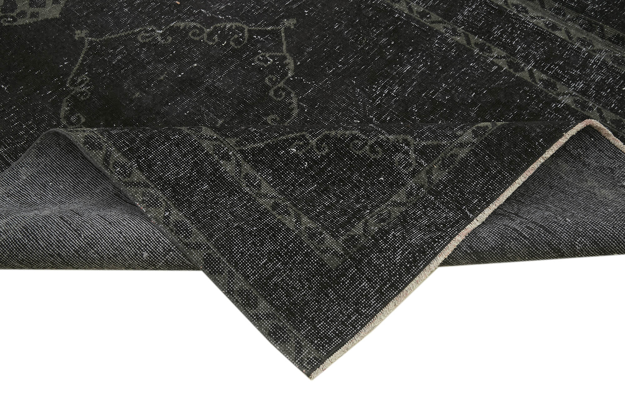 Handmade Wool Area Rug – Persian Black Cotton Vintage Hand Knotted Carpet 9'8''x12'4''