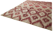 Handmade Wool Cotton Rug - Red Geometric Area Rug | Durable Turkish Carpet 8'10''x11'9''