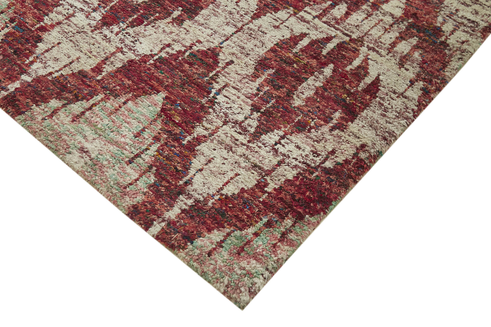 Handmade Wool Cotton Rug - Red Geometric Area Rug | Durable Turkish Carpet 8'10''x11'9''