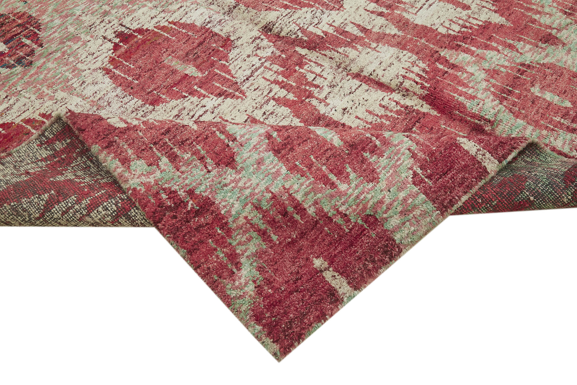 Handmade Wool Cotton Rug - Red Geometric Area Rug | Durable Turkish Carpet 8'10''x11'9''