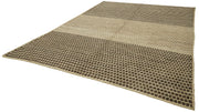 Handmade Wool Cotton Rug - Brown Geometric Pattern Carpet | Durable, Soft Texture