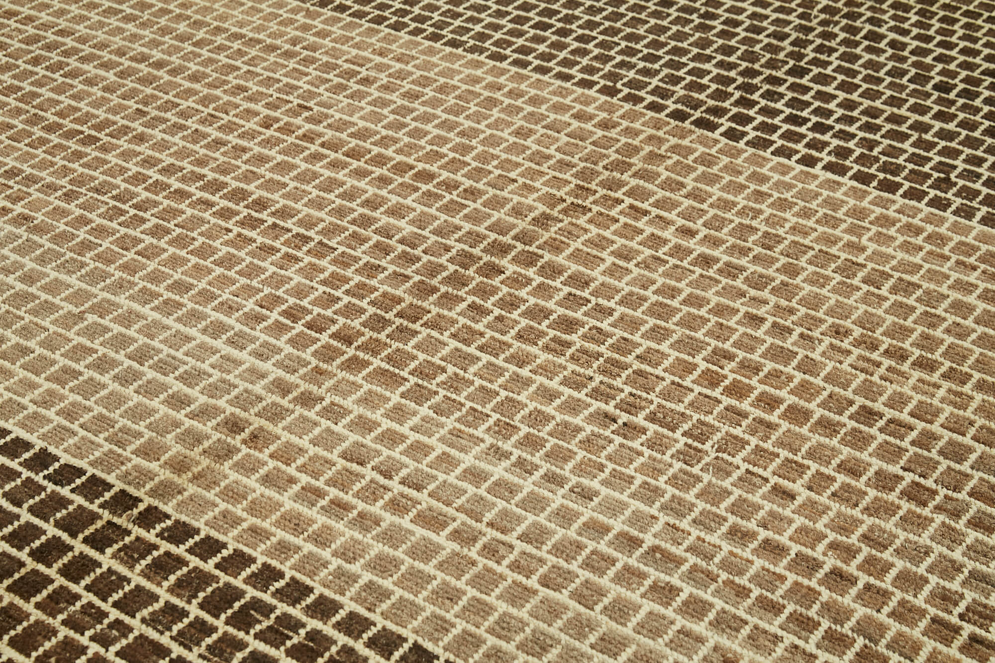 Handmade Wool Cotton Rug - Brown Geometric Pattern Carpet | Durable, Soft Texture