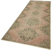 Handmade Vintage Area Rug – Beige Wool Carpet, Turkish Hand Knotted Cotton Blend 3'9''x11'4''