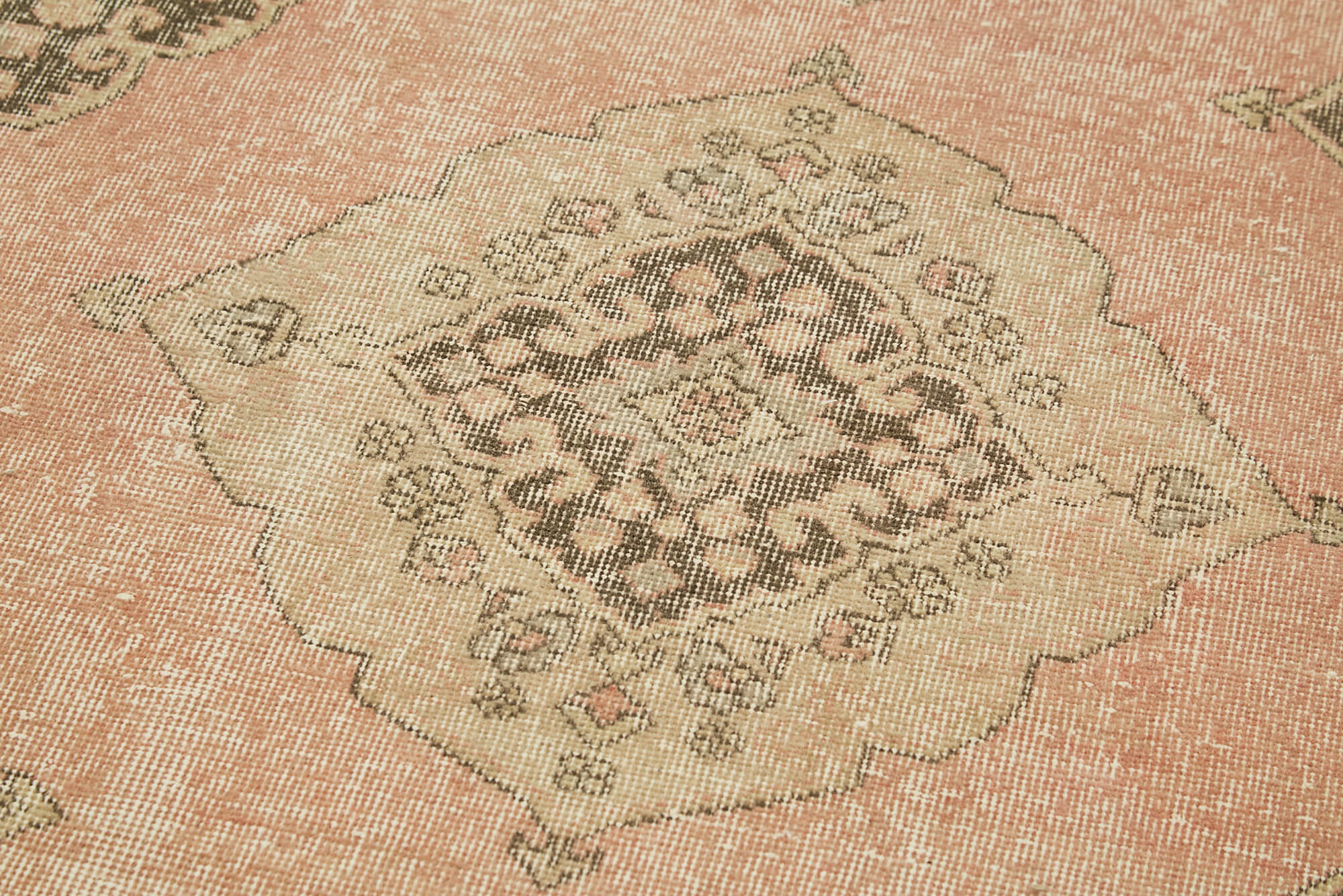 Handmade Vintage Area Rug – Beige Wool Carpet, Turkish Hand Knotted Cotton Blend 3'9''x11'4''