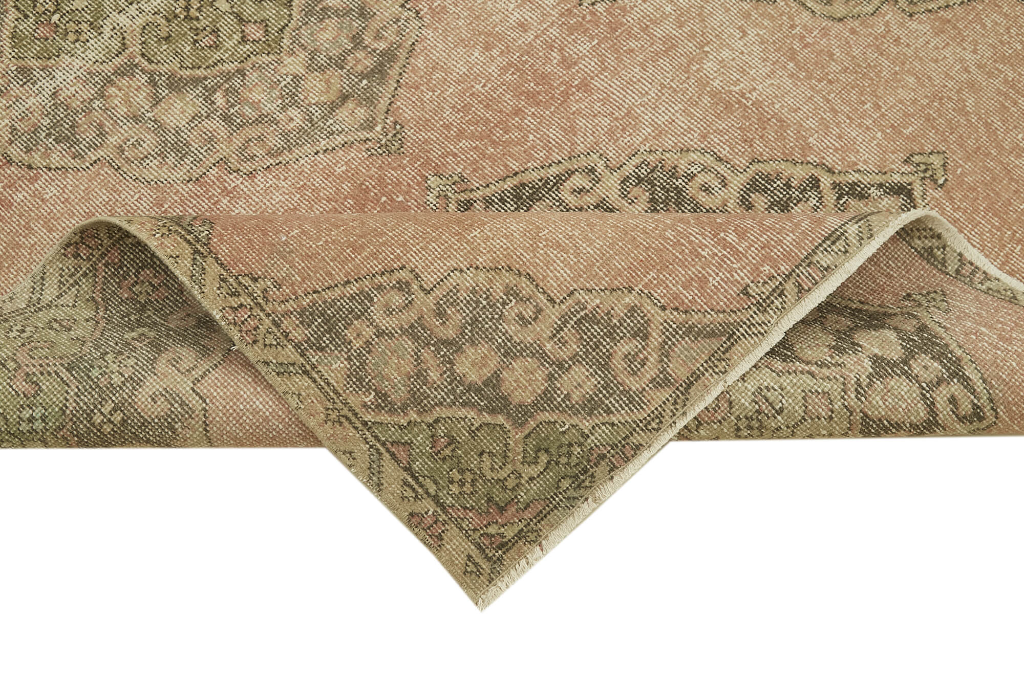 Handmade Vintage Area Rug – Beige Wool Carpet, Turkish Hand Knotted Cotton Blend 3'9''x11'4''
