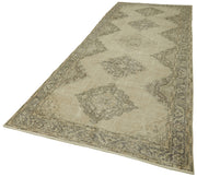 Handmade Vintage Area Rug - Zile Beige Cotton Wool Blend Classic Carpet 4'10''x13'