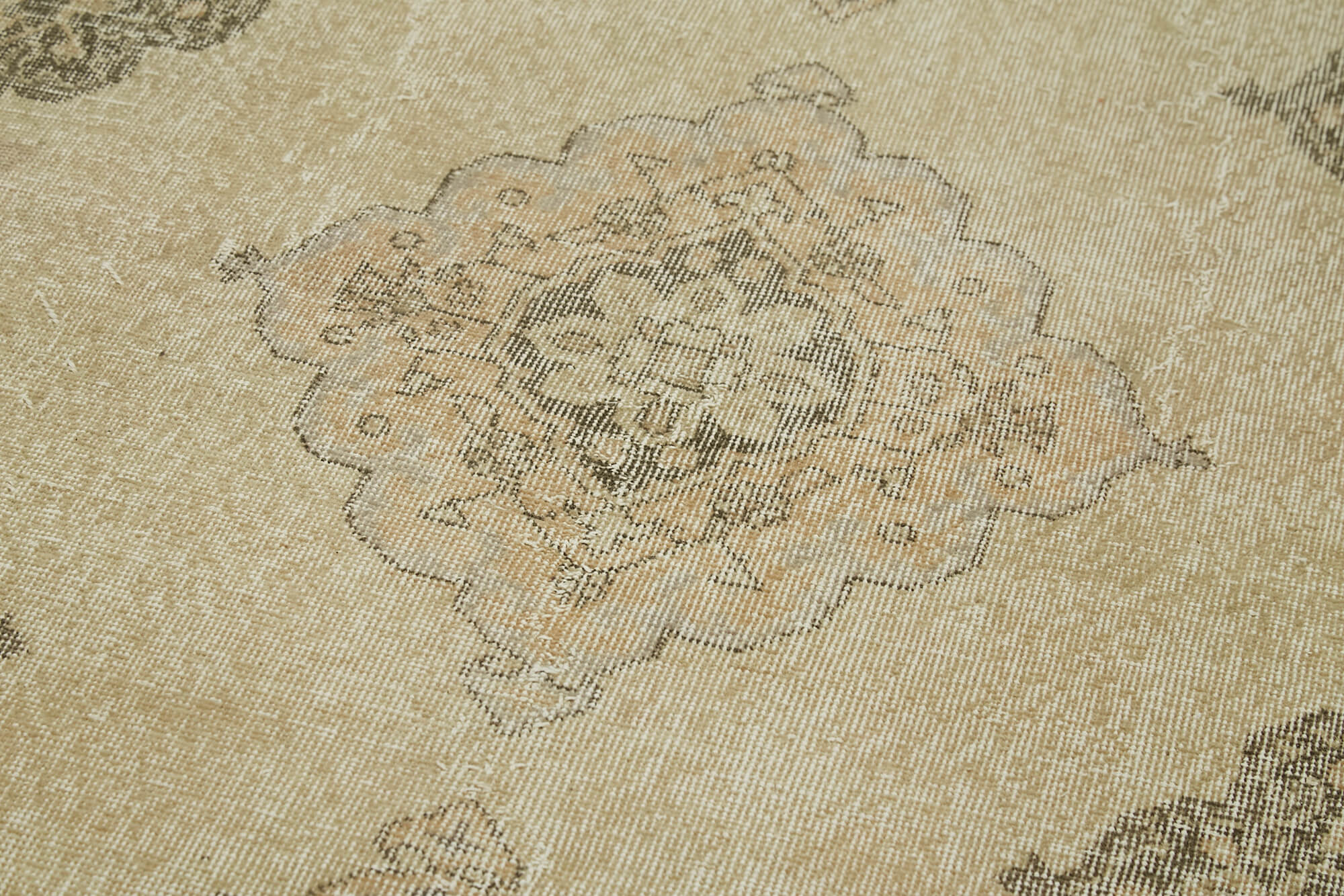 Handmade Vintage Area Rug - Zile Beige Cotton Wool Blend Classic Carpet 4'10''x13'