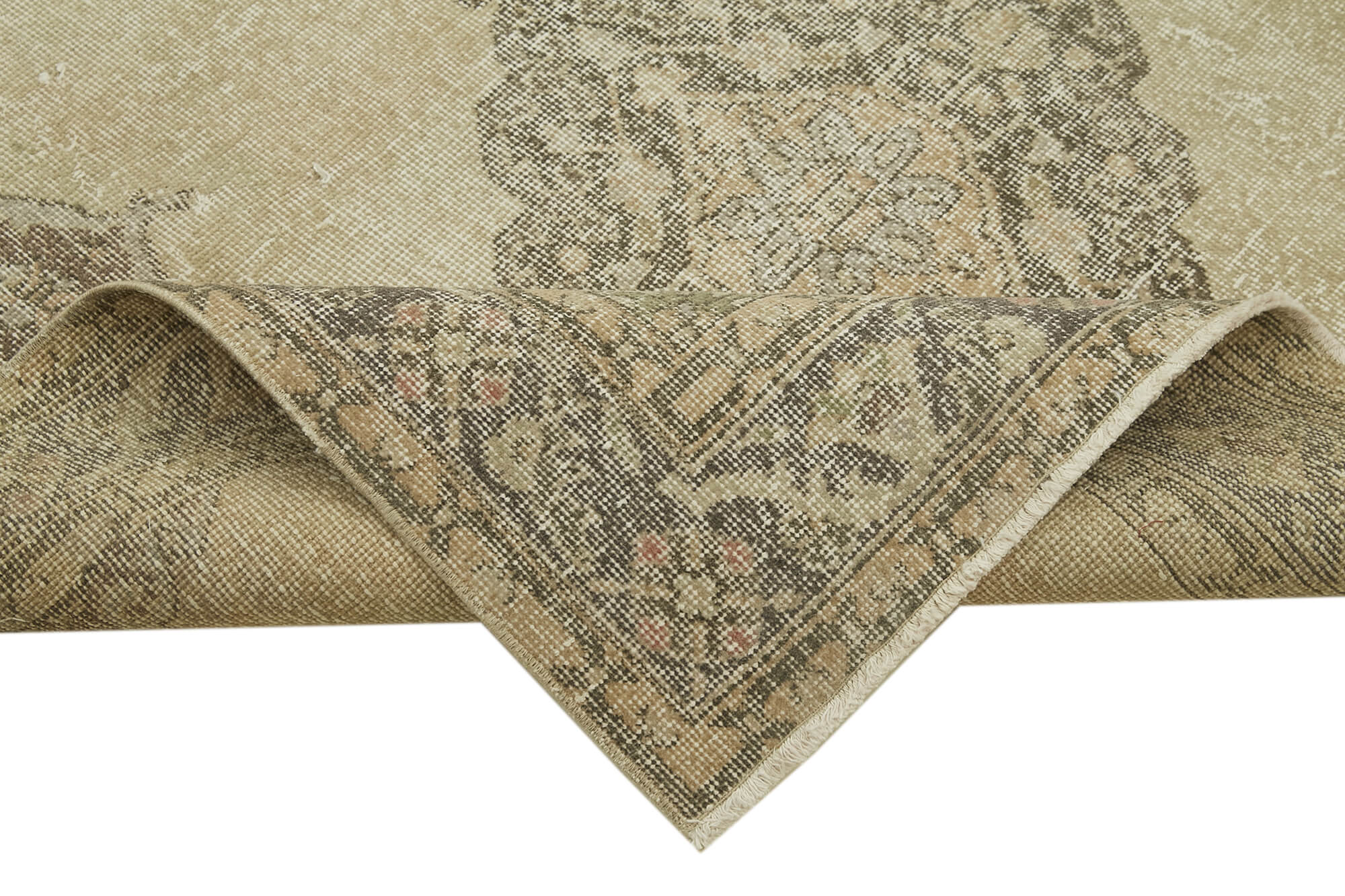 Handmade Vintage Area Rug - Zile Beige Cotton Wool Blend Classic Carpet 4'10''x13'